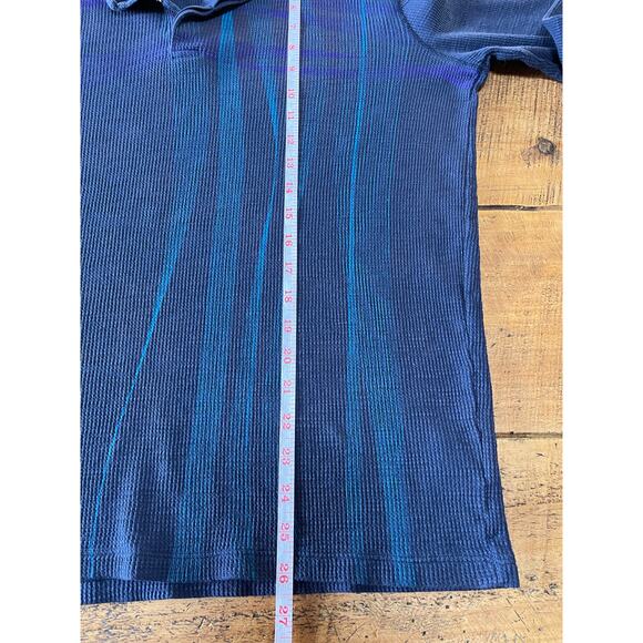 Mens Armani Exchange Blue Long Sleeve Waffle Knit Henley‎ Sleeve Buttons Size L - Picture 8 of 9